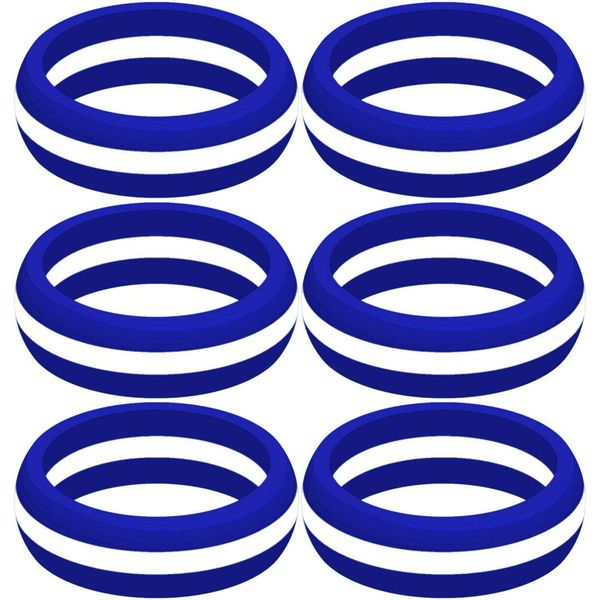 SayitBands Six of Thin White Line Silicone Ring Size 9