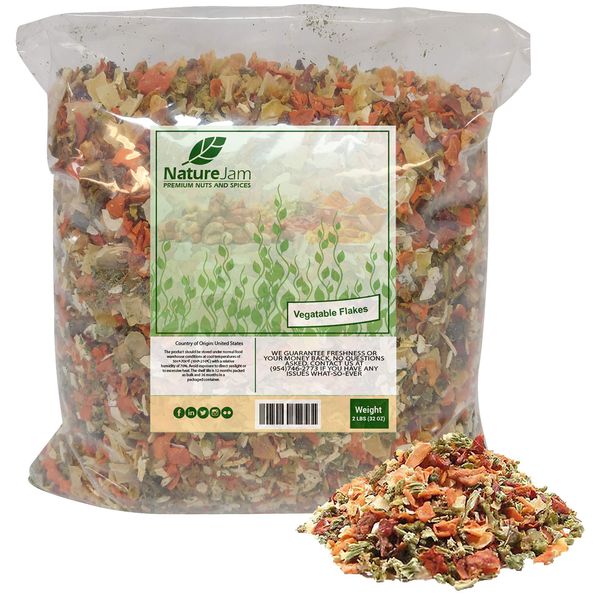 2 Pound Big Bag-Vegetable Soup Blend Dried Dehydrated Vegetable Flakes To Make Ramen Noodle or Simple Vegetable Soup