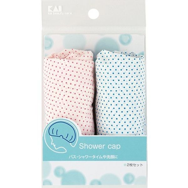 Kai Corporation Shower Cap HL-0181 (2 pieces)<br> &lt;Protects hair from steam and drops&gt;<br>