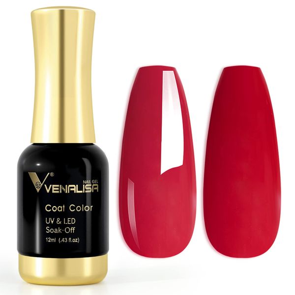 VENALISA 12ml Varnish Red Gel Nail Polish Soak Off Nail Lamp UV LED Natural Nail Gel Polish Nail Art DIY Manicure French Gifts, 0.43 OZ