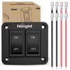 Nilight 2 Gang ON-Off Switch Panel 12V 20A 4 PIN DPST Toggle Switch