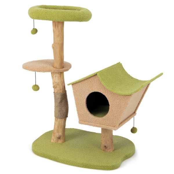 43" Cat Tree w/Padded Top Perch Cat Condo Jumping Platform Balls for Indoor Cats