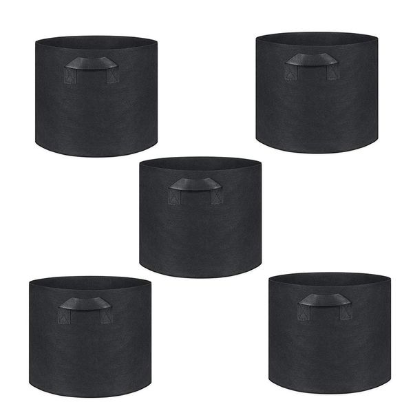 Non-woven Pot Planter Felt Planting Bag 1-20 Gallon Garden Gardening Plant Cultivation Vegetable Growing Promotion 5 Sets (3 Gallon, 22 Tall x 25 Diameter)