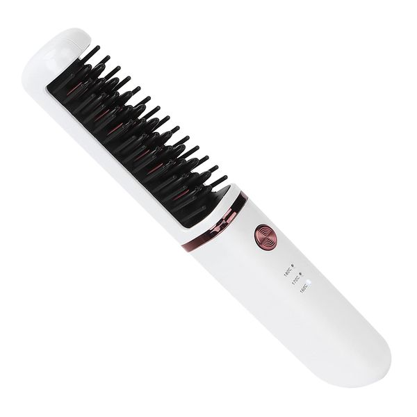 Electric Combs, Wireless Straight Hair Comb, USB Rechargeable Ceramic Hair Straightener, Portable Hair Curling Brush with 3 Levels Adjustable Temper, Anti Scald Hair Straightener Brush