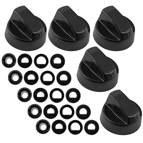 SPARES2GO Universal Gas Fire Trouser Press & Storage Heater Black Control Knobs (Pack of 5)