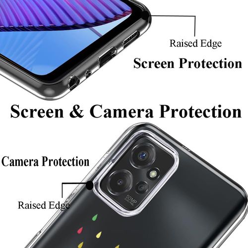 Unov Case Compatible with Motorola Moto g Power 5G 2023 Clear with Design Soft TPU Shock Absorption Slim Embossed Pattern Protective Back Cover 6.5 inch (Rainbow Dinosaur)