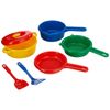 DANTOY RED, BLUE, YELLOW PLAY POTS & PANS SET - 7 pieces
