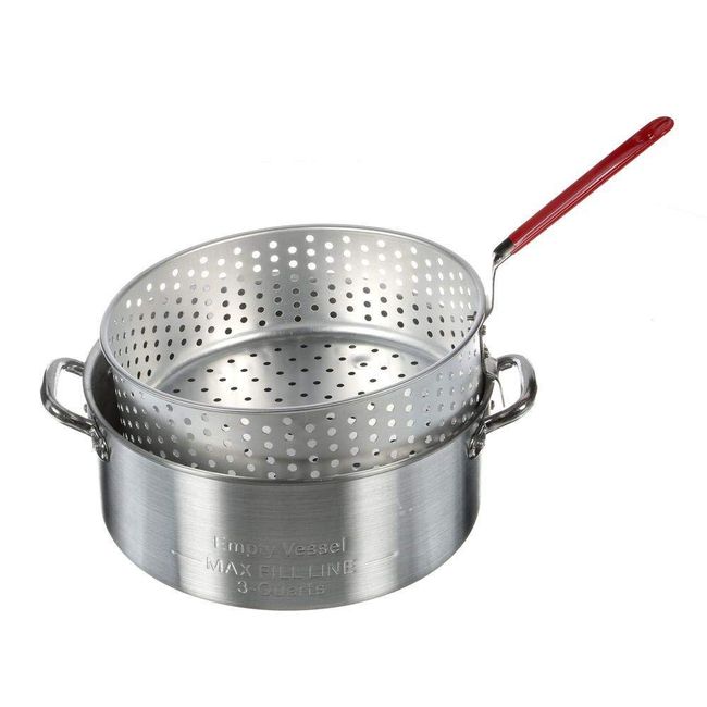 Bayou Classic 10 Quart Stainless Steel Fry Pot with Lid and Basket