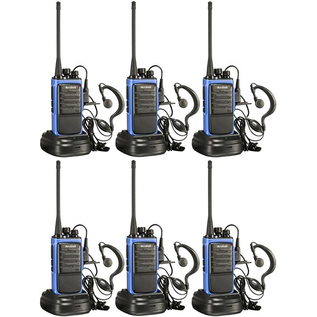 Arcshell Rechargeable Long Range Two-Way Radios with Earpiece 6 Pack UHF 400-470Mhz Walkie Talkies Li-ion Battery and Charger Included