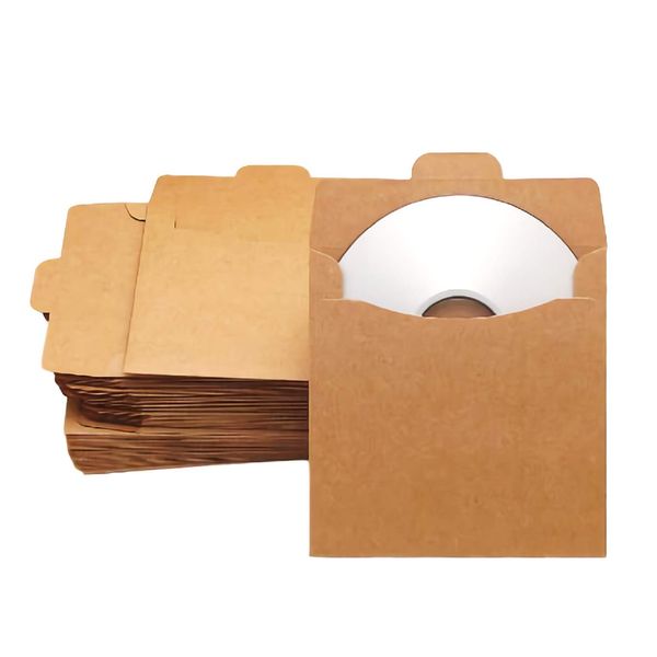 Uregish Kraft Paper Plain CD DVD Organizer Storage Case, Set of 50