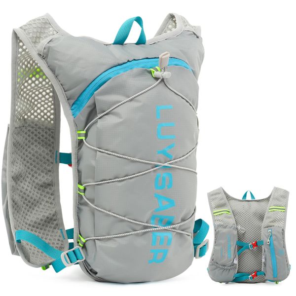 Donaky Trinkrucksack Laufweste Trailrunning Rucksack Damen Herren, Ultraleicht Laufrucksack Reflektierend Lauf Weste Fahrradrucksack für Sport Radfahren Klettern Wandern Trail Marathon, Grau