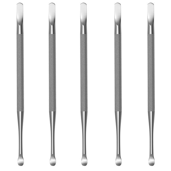 Professional Cuticle Pusher and Spoon Nail Cleaner | 5 Pack | Dual Sided Stainless Steel Pusher and Nail Cleaner | For Nail And Cuticle Care | by Sterling Beauty Tools