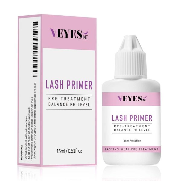 VEYES Lash Primer for Eyelash Extensions 15ml Easy to Removes Proteins and Oils Increase Adhesive Bonding Power