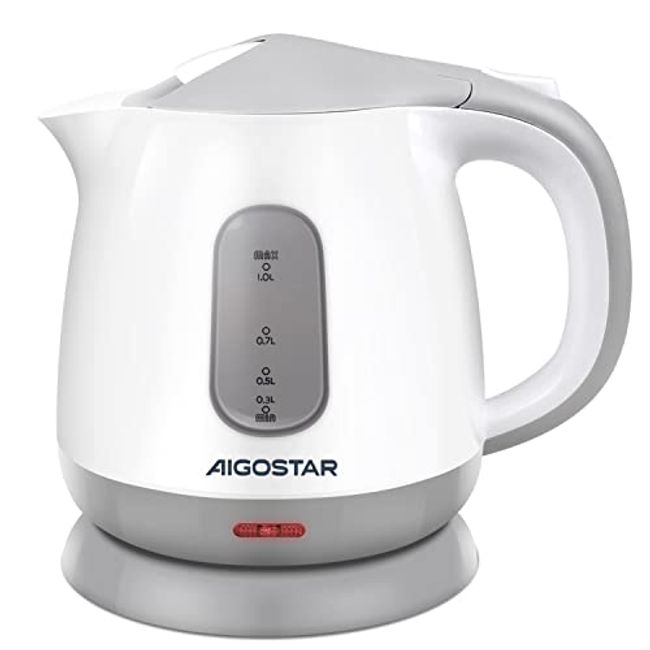 Aigostar Juliet - Mini Electric Tea Kettle, 1.0 L BPA-Free Portable  Electric Water Kettle, 1100W, Grey and White 