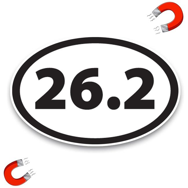 WZCNDIDI 26.2 Marathon Black Oval Magnet Decal, 4x6 Inches, Heavy Duty Automotive Magnet Stickers for Car Truck SUV(4x6 Inches, Black and White-26.2)