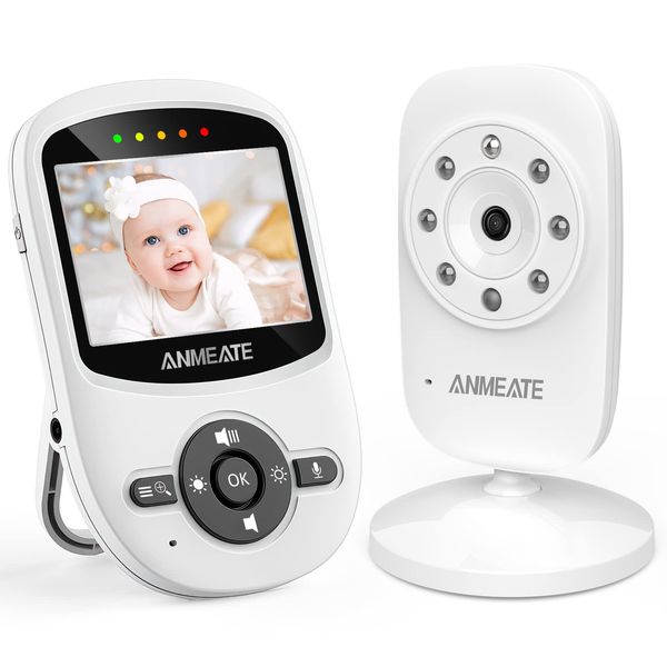 ANMEATE Video Baby Monitor with Digital Camera, Digital 2.4Ghz Wireless Video Monitor with Temperature Monitor, 960ft Transmission Range, 2-Way Talk, Night Vision, High Capacity Battery（1 camera）