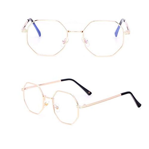 Eyeglasses Silver PD64 Degree Octagon Shape Glasses Stylish Round Glasses Octagonal Round Shape Glasses Retro Metal Frame Eyewear Antique Unisex Denim Glasses with Case 489