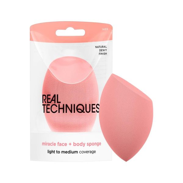 Real Techniques Miracle Face + Body Sponge, XL Makeup Blending Sponge For Whole Body, Ideal For Foundation, Body Makeup, & Self Tanner, Cruelty Free & Vegan, Latex Free, Packaging May Vary, 1 Count