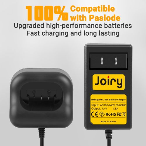 Joiry 7.4V Li-ion Battery Charger with Indicator Light - Compatible with Paslode 902667, 902654, 902600, B20543A, B20543, CF325LI, 918000, IM250A (Not for Ni-MH/Ni-Cd Battery)