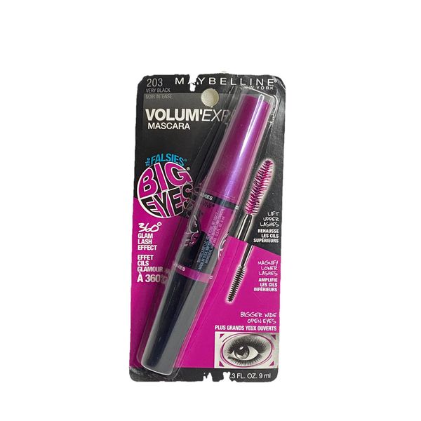 MAYBELLINE Volum' Falsies Big Eyes MASCARA ~ VERY BLACK #203 ~ NEW SEALED