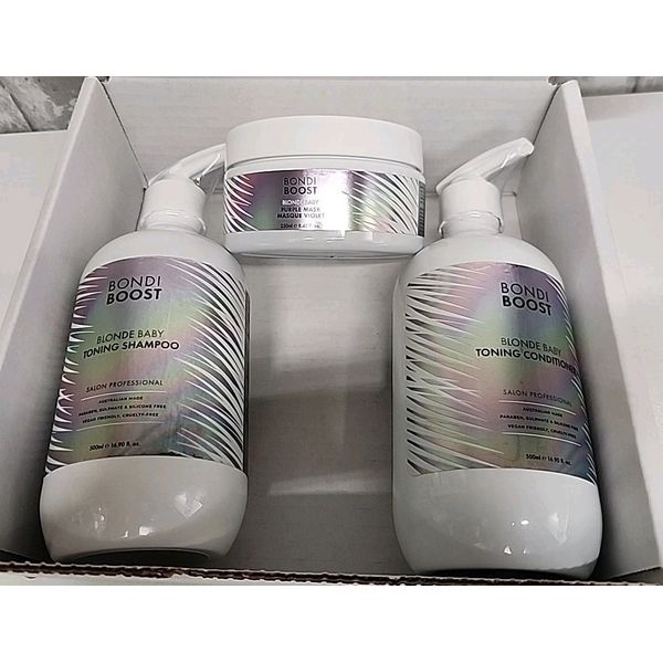 Bondi Boost Blonde Baby Shampoo Conditioner & Hair Purple Mask Set