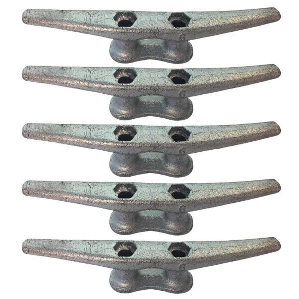 ZUJARA 6 inch Dock Cleats, 5-Pack Galvanized Iron Boat Cleat for Marine or Decorative Applications