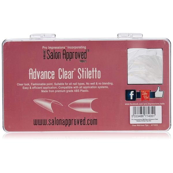 Pro Impressions 500-Piece Advance Clear Stiletto Nail Tips Set