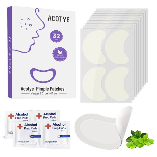 ACOTYE Pimple Patches 32 Pieces Powerful Large Pimple Patch with Tea Tree Oil, Salicylic Acid and Niacinamide, Quick Healing for Large Zit Breakouts on Chin, Cheeks, Back