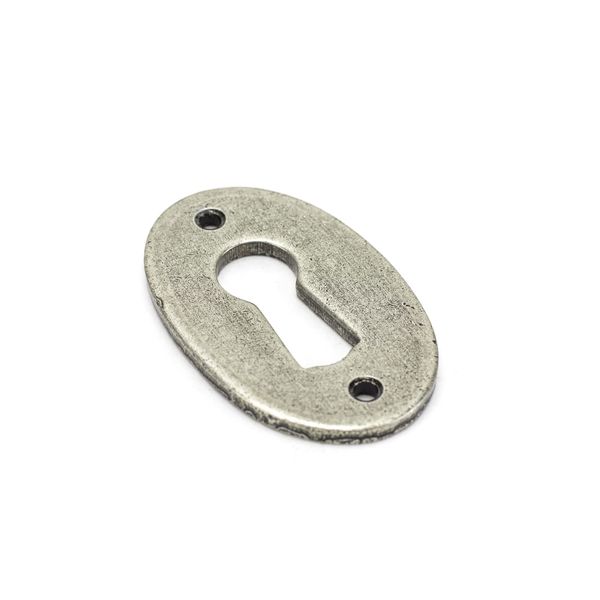 Handmade Oval Escutcheon - 2" x 1 1/8" - Pewter Patina