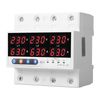 DEWIN Voltage Protector, 3 Phase Din Rail Voltmeter Ammeter AC220V 100A Over Under Voltage Current Limit Relay Protector