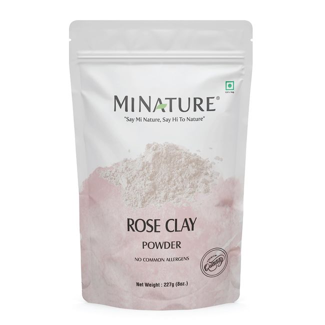 Rose Clay powder by mi nature | Pink clay | Rose Kaolin Clay | 227g(8 oz) | Facial Mask, suitable for all skin types, | DIY Face Mask, Scrub,Soaps,Bath Bombs, Body Wraps,makeup,lotions, Hair