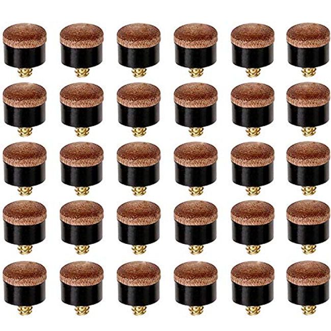 Winorda 30 Pieces 12mm Screw on Cue Tips Replacement Billiard Cue Tips Hard Leather Pool cue Tips