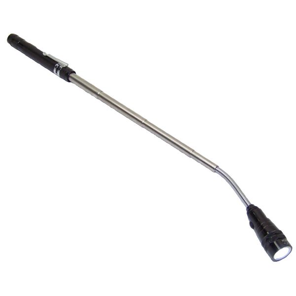 3 led light Double Magnetic Pick Up Tool Flex Extendable Telescopic Shaft Black