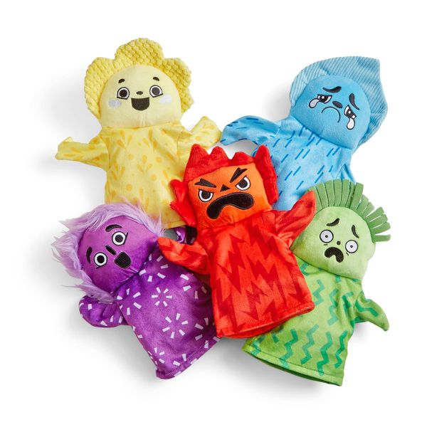 Learning Resources Feelings Family Hand Puppets Set, Hand Puppets for Kids, Learn About Feelings, 5 Emotions Hand Puppets Happy, Sad, Surprised, Angry and Scared