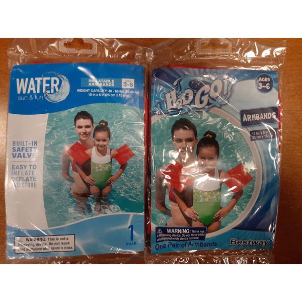 2 Pack: Bestway H2O GO Children's Water Wings in Red, Ages 3-6   - E4C