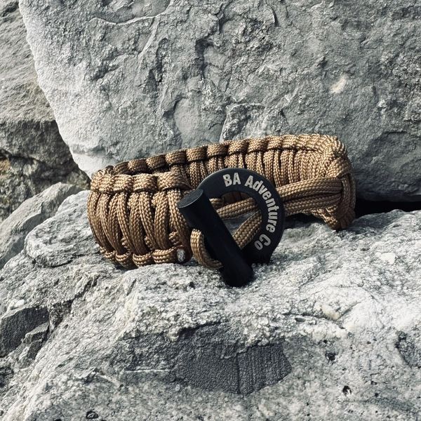 Survival Paracord Bracelet with Fire Starter - Desert Tan