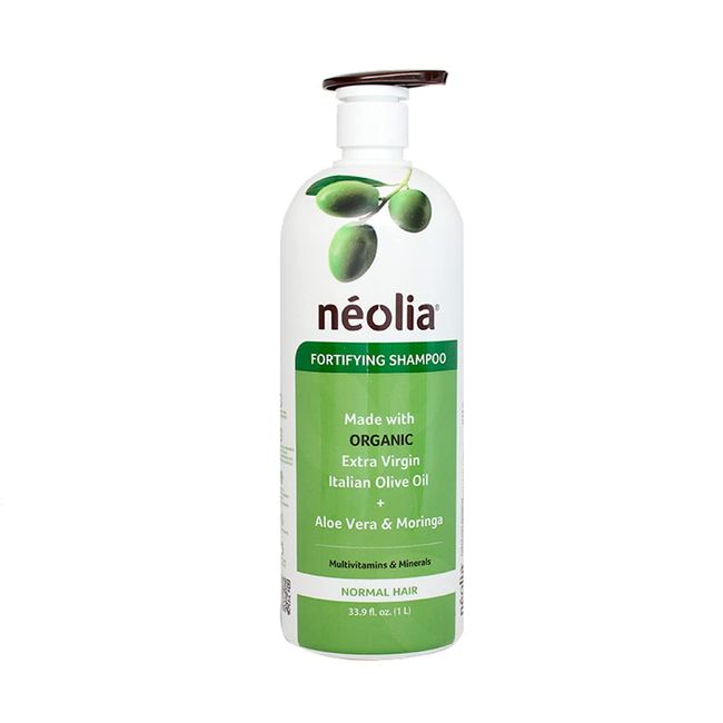 Neolia Fortifying Olive Oil Shampoo for Normal Hair - 33.6 fl oz - 1L - Made With Extra Virgin Organic Italian Olive Oil + Aloe Vera - No Paraben, Fresh Scent.