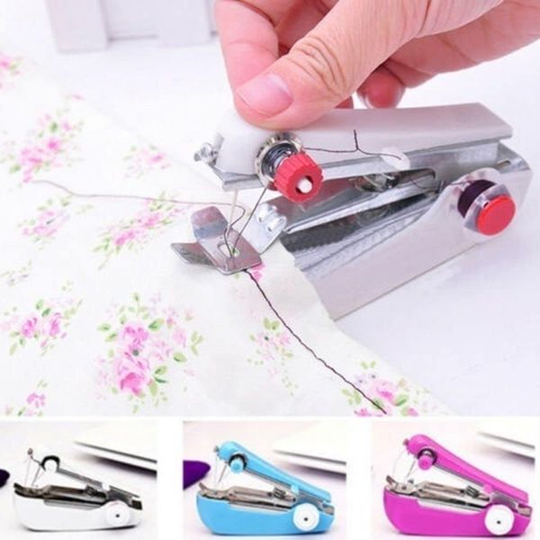 Blue Handheld Sewing Machine, Portable Mini Manual Sewing Machine Handy Needlework Tool Mini Sewer Machine Hand Stitcher Sewing Machine