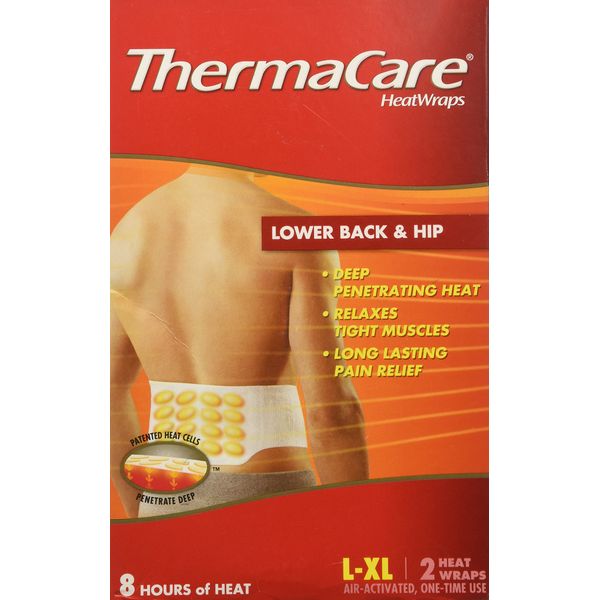 Thermacare Lower Back & Hip HeatWraps, L/XL, 8 Hour-2ct