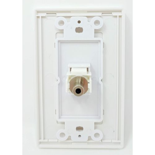 RiteAV - 1 3.5mm Audio-Headphone Jack Port Wall Plate Screwless Decorative - White