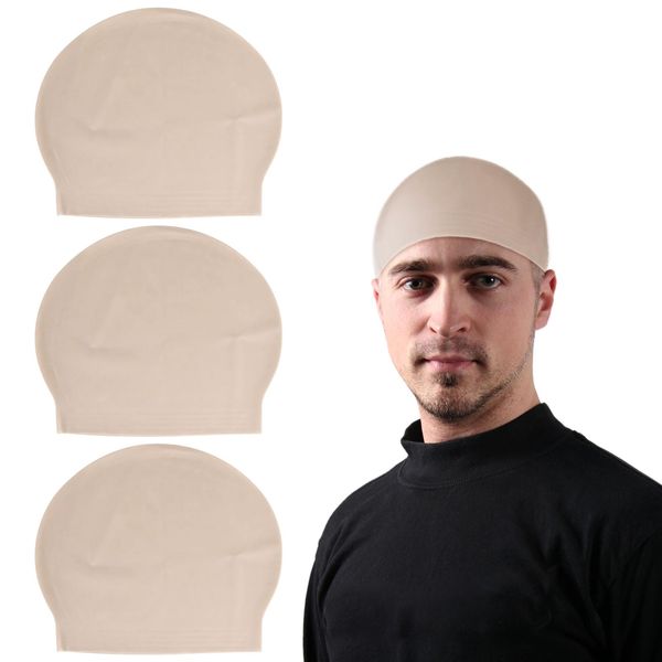 UILYNIU 3 Pcs Bald Cap Adult Latex Bald Cap Fancy Dress Bald Hat Bald Wig Cap Bald Wig Accessory Halloween Costume Accessory Halloween Head Cap Fake Scalp for Halloween Cosplay Theme Party(3 Pcs)