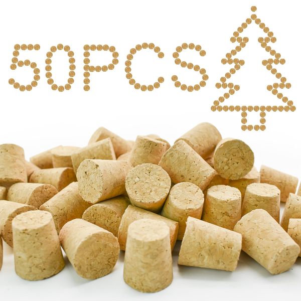 Enkrio #8 Blank Wine Corks 50Pcs Natural Wine Corks Tapered Cork Plugs Wooden Bottle Stopper Small Cork Stoppers for Wine DIY Craft Projects