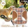 Dog Pet Mesh Harness & Leash Set Border Collie Adjustable Soft Chest Strap Beige