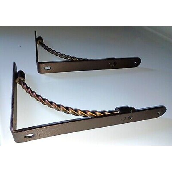 Shelf or Mailbox Support Brackets Lot of 2 Sturdy Metal 9" inch 90-degree Pair