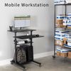 VIVO Black Mobile Height Adjustable Stand Up Desk Workstation Presentation Cart