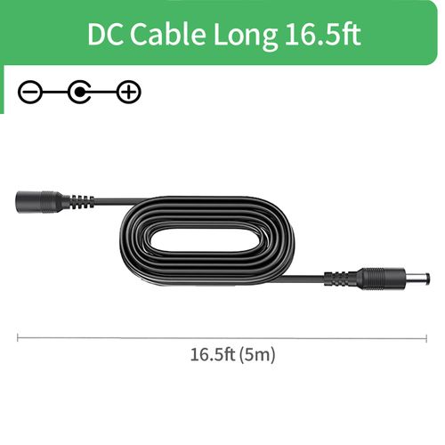 2-Pack 5m DC Power Extension Cable, Plug 5.5mm x 2.1mm, Male to Female Plug, DC 5V 6V 9V 12V 24V for Security Cameras,DVR,Router,Printer,LED Strip, Black