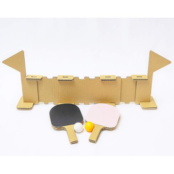 Table Tennis Toy, Kumikumi Table Tennis (Standard Set), Cardboard Table Tennis Set, Indoor Play, 2 Rackets, Telescopic Net, Includes 2 Ping Pong Balls