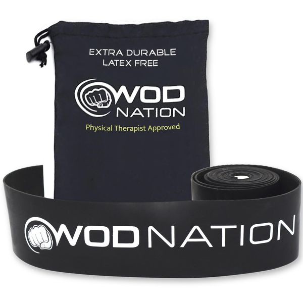 WOD Nation Muscle Floss Bands Recovery Band for Tack and Flossing Sore Muscles and Increasing Mobility : Stretch Band Includes Carrying Case (1 Black)