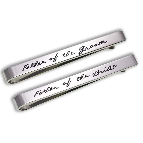 Melix Home Wedding Tie Clip Set Stainless Steel Tie Clip Wedding Party Day Present for Man Father of The Groom,Father of The Bride Tie Clip (Set of 2 White)