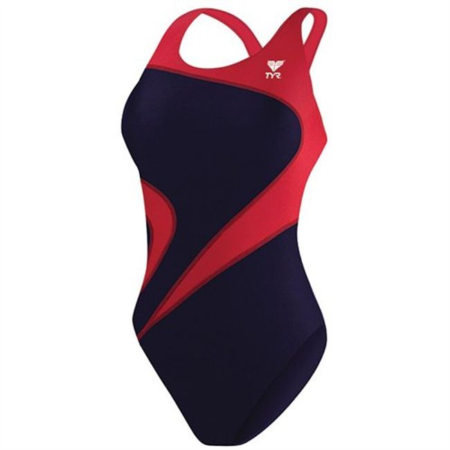 TYR Adult Alliance T-Splice Maxfit Swimsuit, Navy/Red, 28